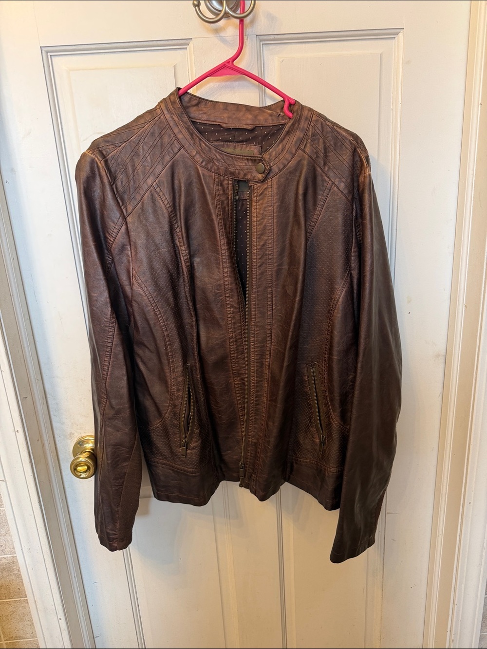 Maurices Brown Leather Jacket with Snap Collar